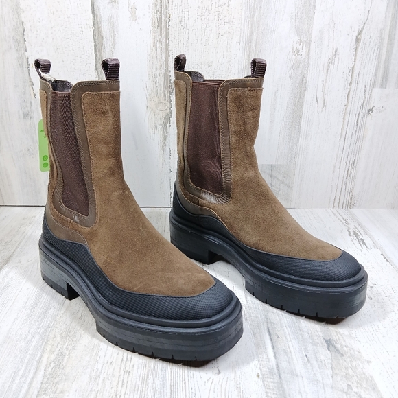 Sam Edelman Women's 8.5 Ankle Boots Lulia Waterproof Alpine Green Suede Chelsea - Picture 6 of 13